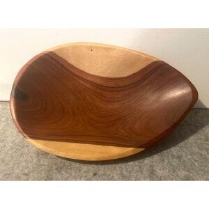 Handcrafted Oval Shaped Wooden Bowl  9.75" by 6.75"  # 2383
